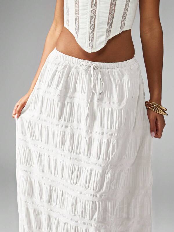 Missguided MISSGUIDED Crinkle Texture Maxi Skirt With Drawstring Waist