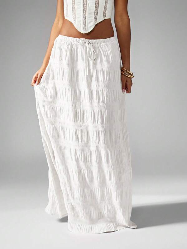 missguided MISSGUIDED Crinkle Texture Maxi Skirt With Drawstring Waist