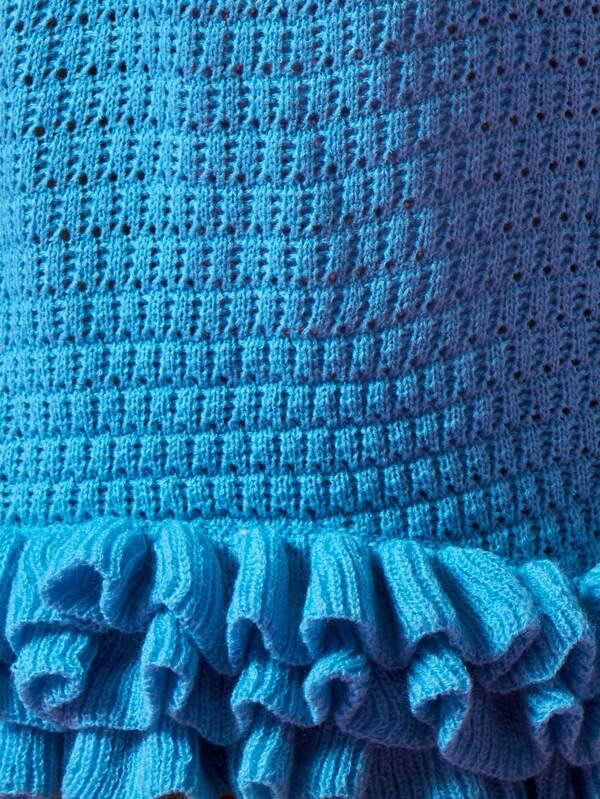 Missguided MISSGUIDED Crochet Halter Neck Bodycon Ruffle Hem Floor Length Maxi Dress