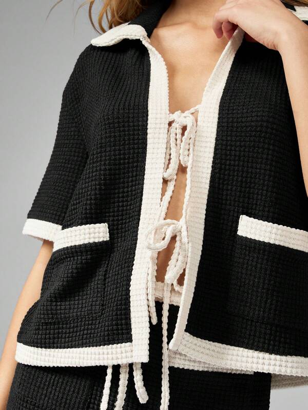 Missguided MISSGUIDED Crochet Knit Button Front Two Piece Maxi Skirt Set
