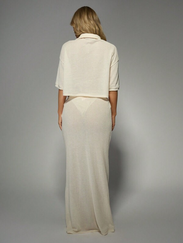 Missguided MISSGUIDED Crochet Knit Matching Set With Wide Leg Pants