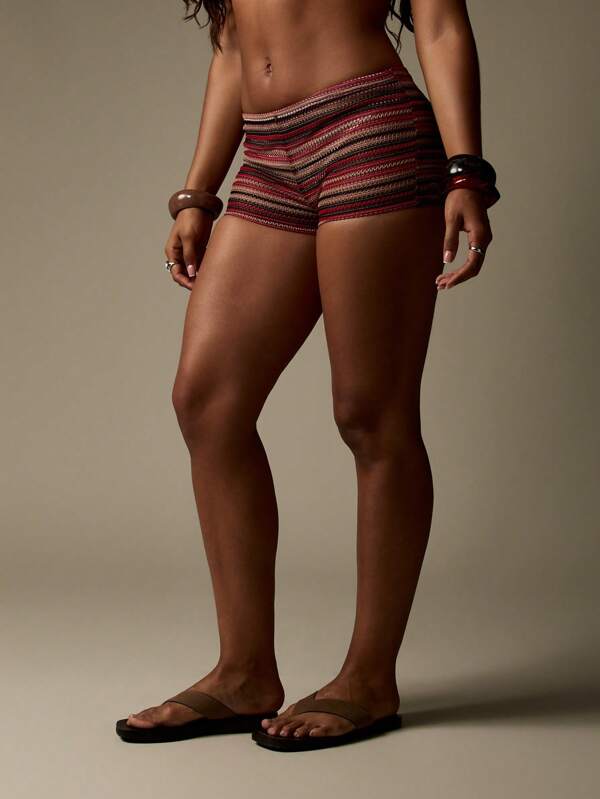 Missguided MISSGUIDED Crochet Knit Micro Mini Hotpant High Waisted Shorts