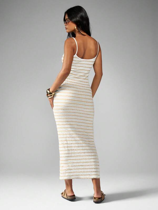 Missguided MISSGUIDED Crochet Knit Strappy Bodycon Maxi Dress