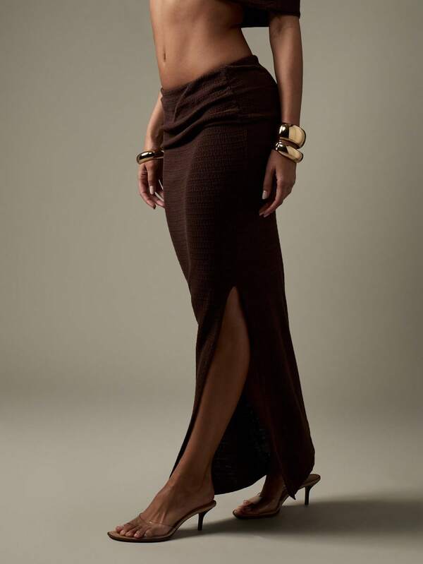 Missguided MISSGUIDED Crochet Off Shoulder Top And Maxi Skirt With Ring Detail