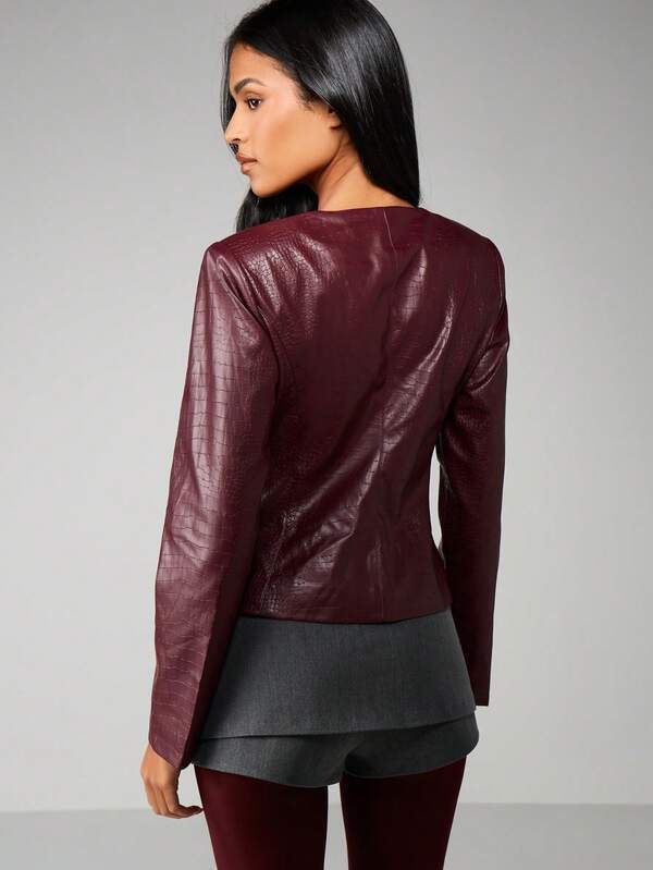 Missguided MISSGUIDED Crocodile Print Button Front Blazer