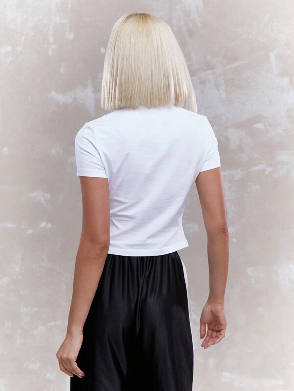 Missguided MISSGUIDED Crop Fitted Baby Tee With Paloma Cocktail Print