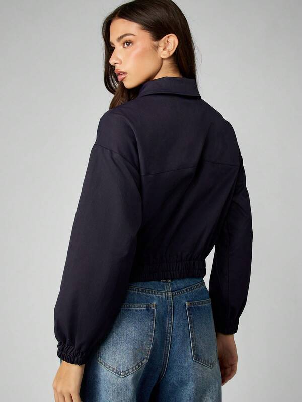 Missguided MISSGUIDED Cropped Bomber Jacket With Utility Pockets