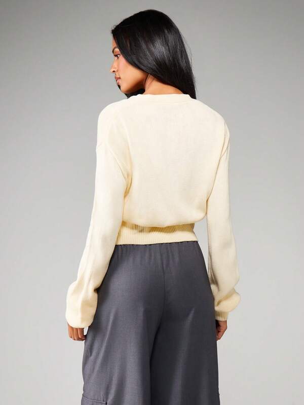 Missguided MISSGUIDED Cropped Button Front Cardigan With Ribbed Waist