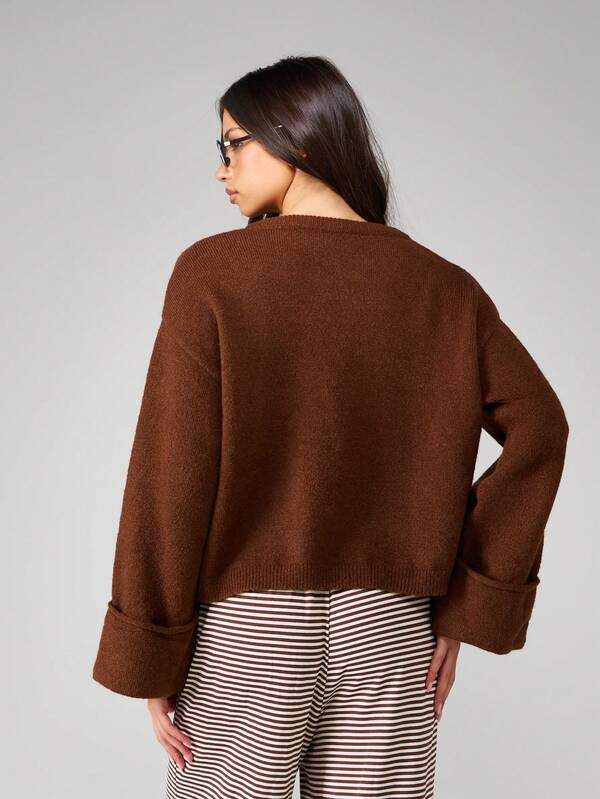 Missguided MISSGUIDED Cropped Button Front Cardigan With Wide Cuffs