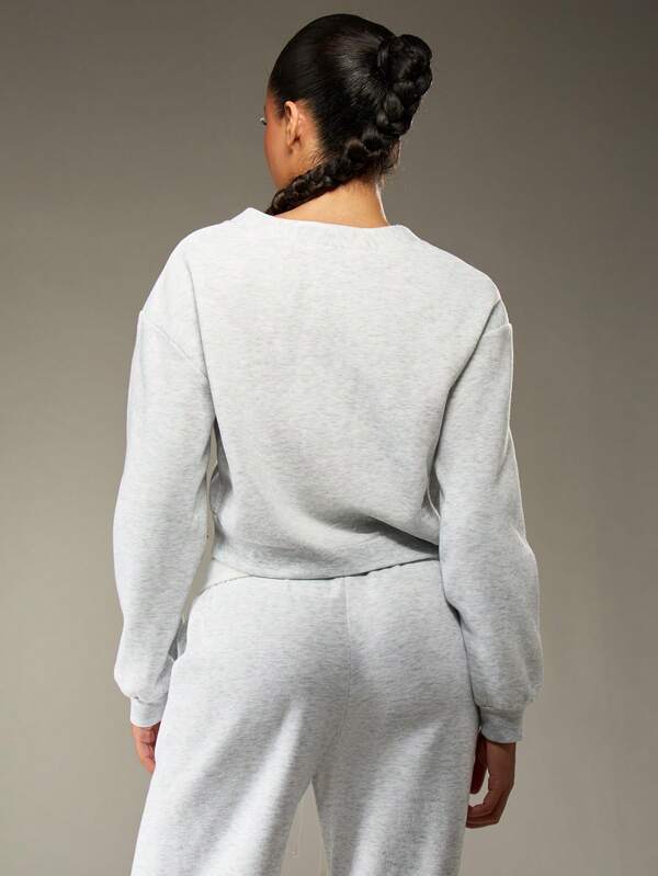 Missguided MISSGUIDED Cropped Button Front Sweatshirt With Long Sleeves