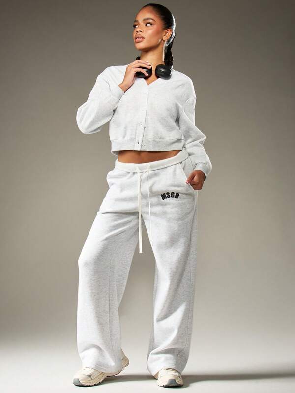 Missguided MISSGUIDED Cropped Button Front Sweatshirt With Long Sleeves