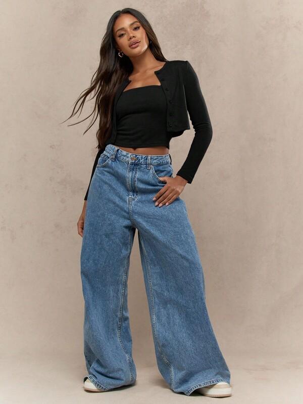 Missguided MISSGUIDED Cropped Button Up Cardigan With Tube Top Set