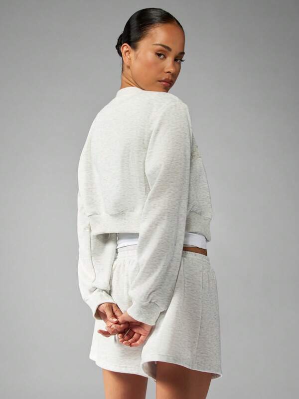 Missguided MISSGUIDED Cropped Button Up Jacket With Drawstring Shorts