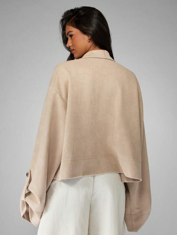 Missguided MISSGUIDED Cropped Canvas Utility Jacket With Button Closure