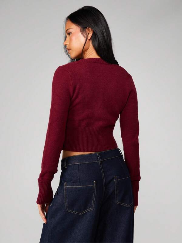 Missguided MISSGUIDED Cropped Cardigan With Jewelled Buttons