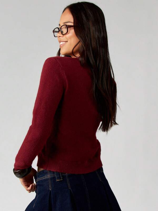 Missguided MISSGUIDED Cropped Crew Neck Knit Pullover Sweater