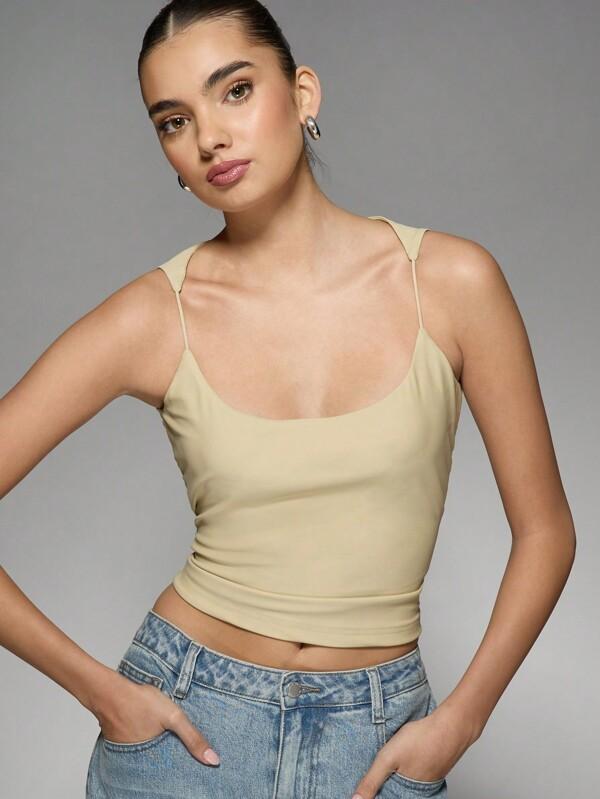 missguided MISSGUIDED Cropped Fitted Spaghetti Strap Cami Top