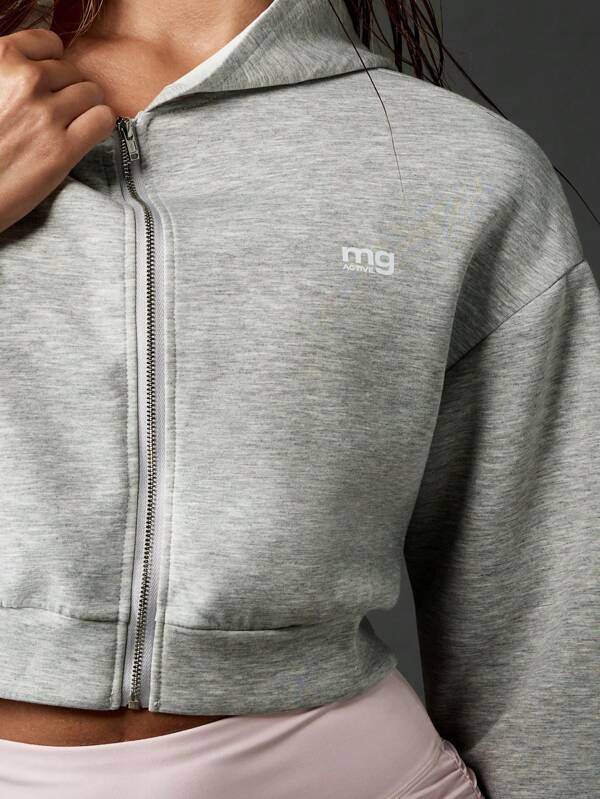 missguided MISSGUIDED Cropped Full Zip Hoodie Athleisure Sweatshirt