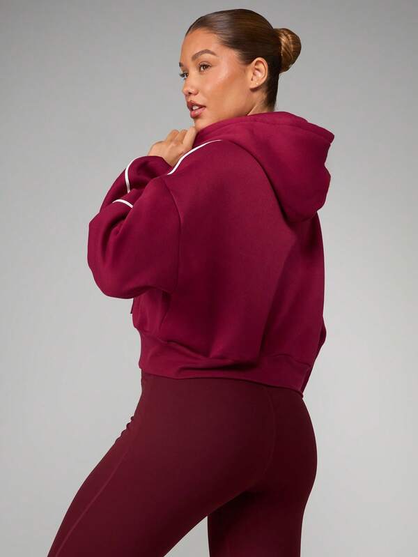 Missguided MISSGUIDED Cropped Full Zip Hoodie With Split Centre Pocket