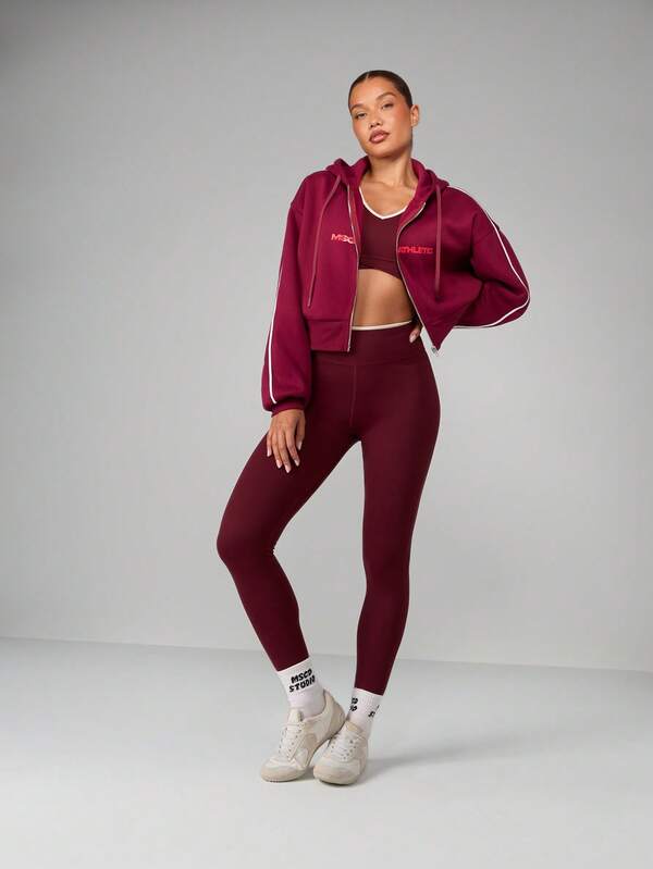 Missguided MISSGUIDED Cropped Full Zip Hoodie With Split Centre Pocket