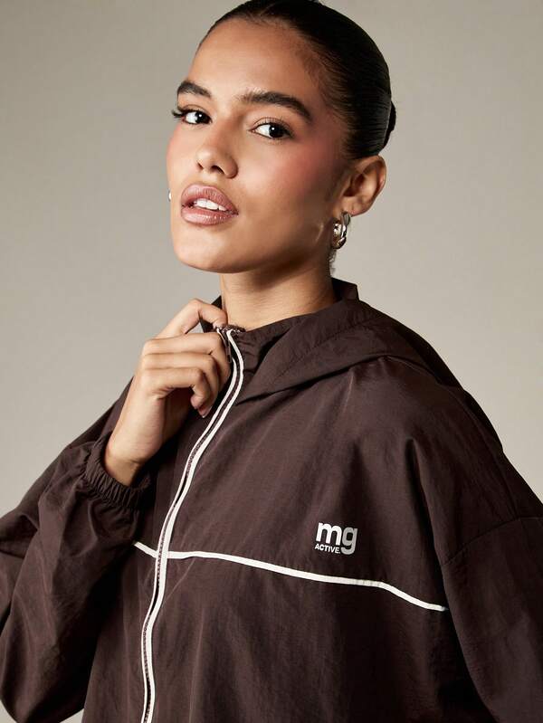 Missguided MISSGUIDED Cropped Full Zip Track Jacket With Contrast Piping