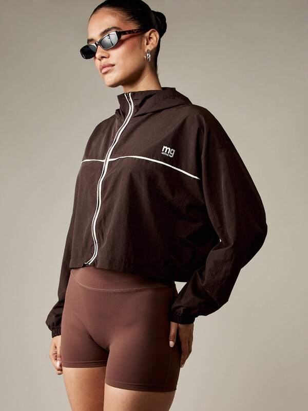 missguided MISSGUIDED Cropped Full Zip Track Jacket With Contrast Piping