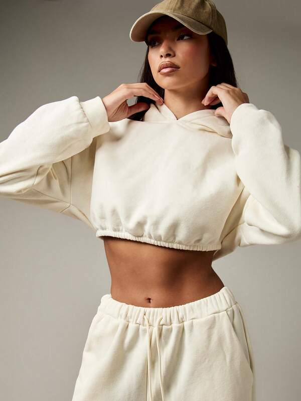 Missguided MISSGUIDED Cropped Hoodie And Wide Leg Pants Loungewear Set