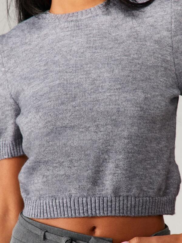 Missguided MISSGUIDED Cropped Knit Top With Puff Sleeves And Ribbed Hem