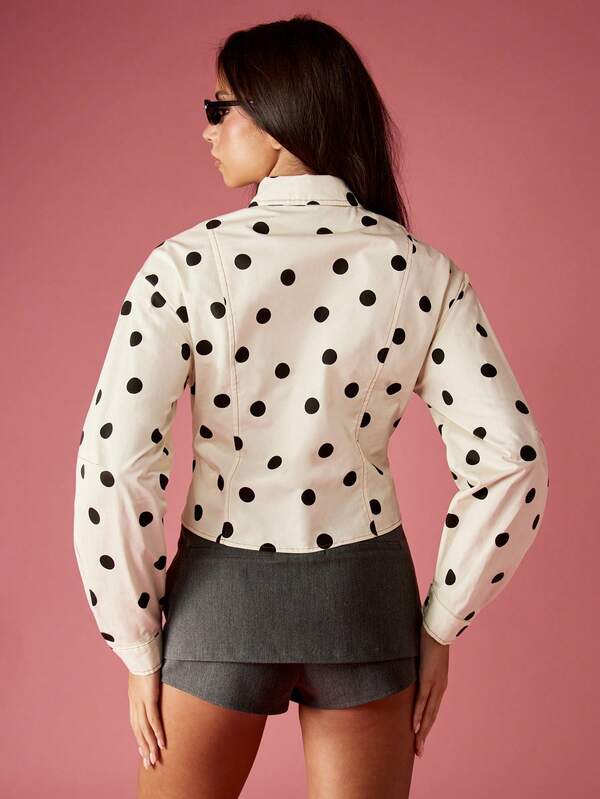 Missguided MISSGUIDED Cropped Polka Dot Jacket With Puff Sleeves