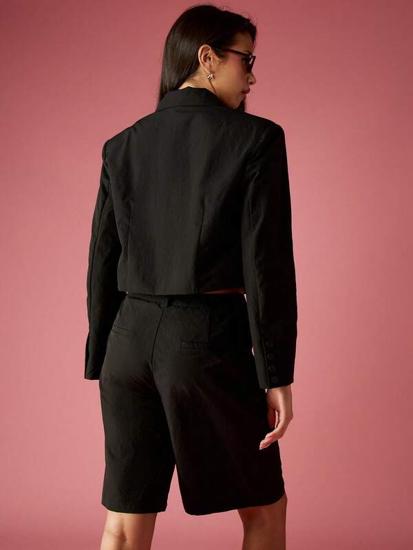 Missguided MISSGUIDED Cropped Single Button Blazer With Pleated Bermuda Shorts