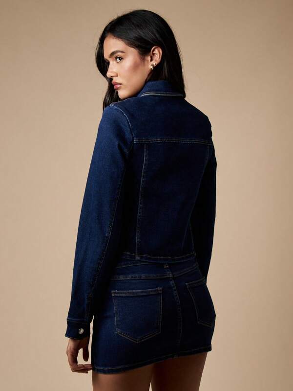 Missguided MISSGUIDED Cropped Stretch Classic Fitted Denim Trucker Jacket