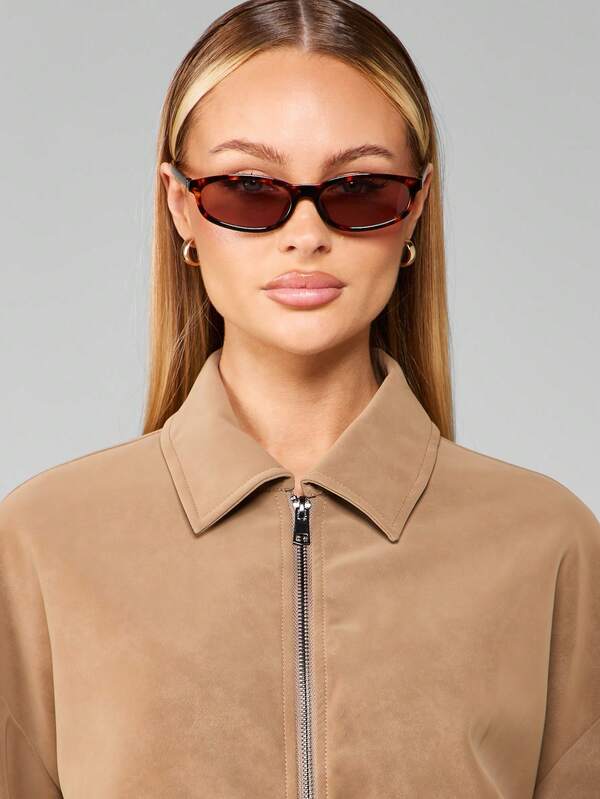 Missguided MISSGUIDED Cropped Suede Bomber Jacket With Collar And Zip