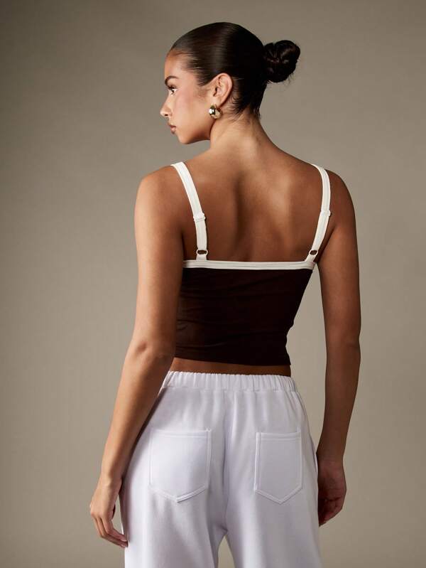 Missguided MISSGUIDED Cropped Tank Top With Varsity Numbers And White Trim