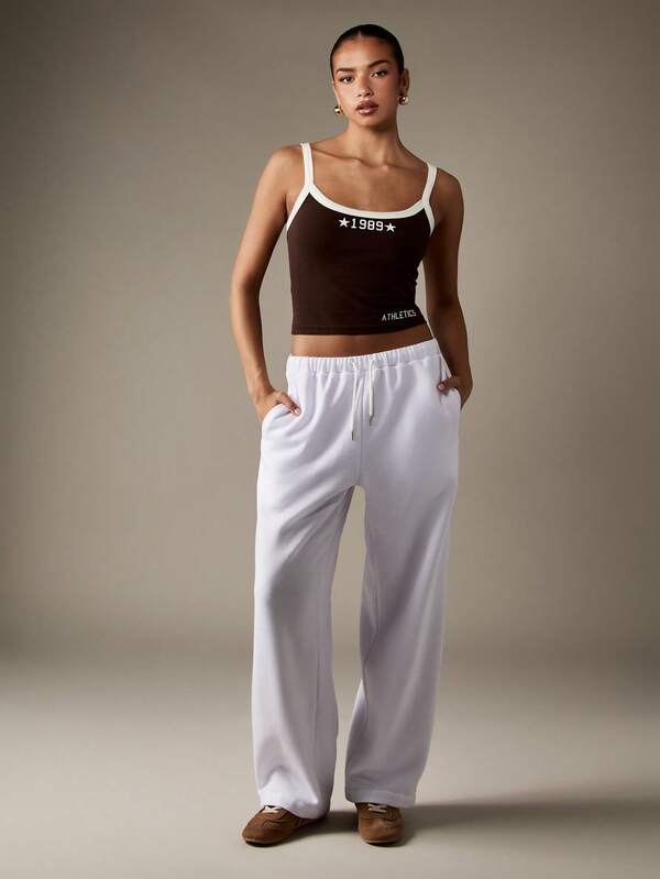 Missguided MISSGUIDED Cropped Tank Top With Varsity Numbers And White Trim