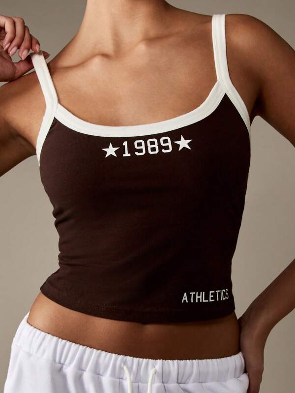 missguided MISSGUIDED Cropped Tank Top With Varsity Numbers And White Trim