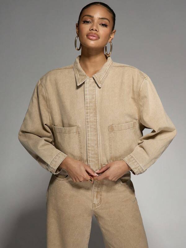 Missguided MISSGUIDED Cropped Trucker Vintage Style Denim Jacket