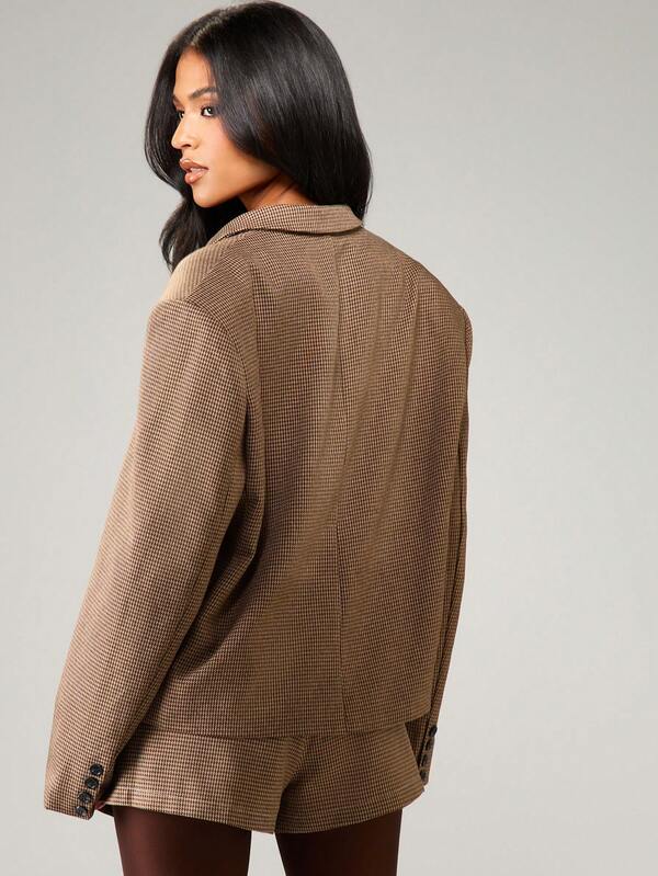 Missguided MISSGUIDED Cropped Tweed Blazer With Houndstooth Pattern