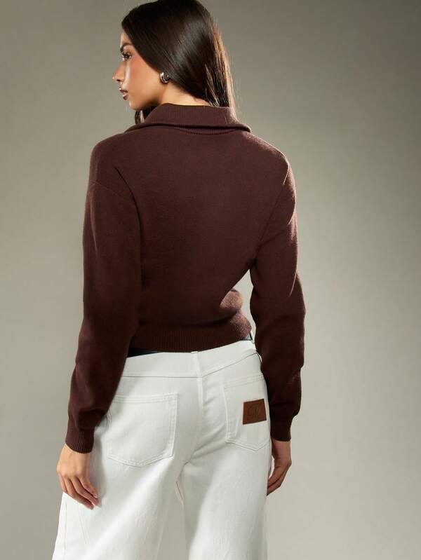 Missguided MISSGUIDED Cropped Zip Through Cardigan With Ribbed Hem