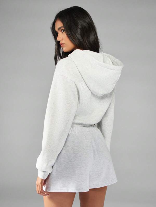 Missguided MISSGUIDED Cropped Zip Through Hoodie With Drawstring