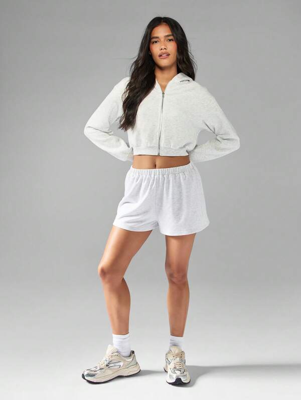 Missguided MISSGUIDED Cropped Zip Through Hoodie With Drawstring