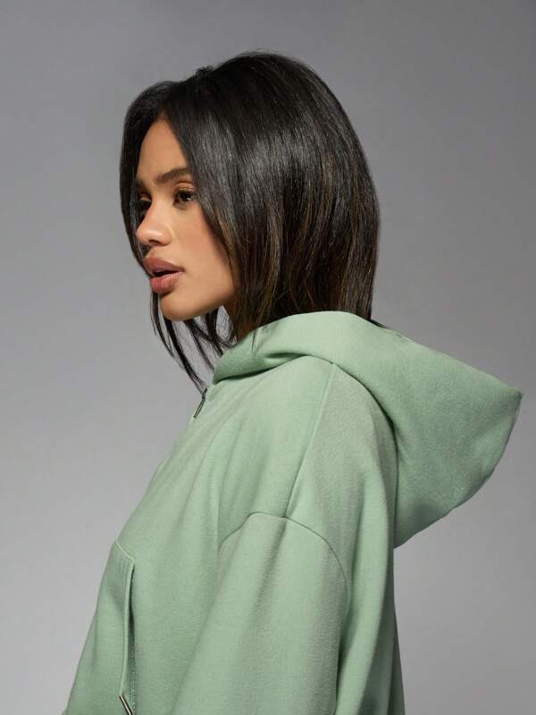 Missguided MISSGUIDED Cropped Zip Up Athleisure Hoodie Sweatshirt