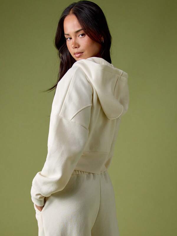 Missguided MISSGUIDED Cropped Zip Up Hoodie With Drawstring