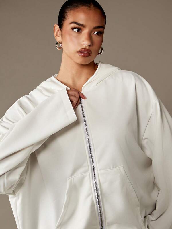 Missguided MISSGUIDED Cropped Zip Up Hoodie With Raw Hem Design