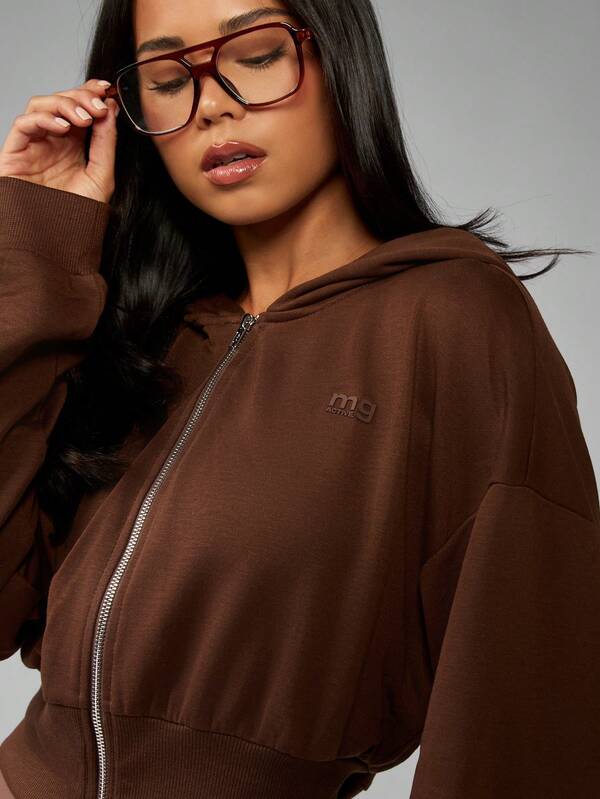Missguided MISSGUIDED Cropped Zip Up Hoodie With Ribbed Waistband
