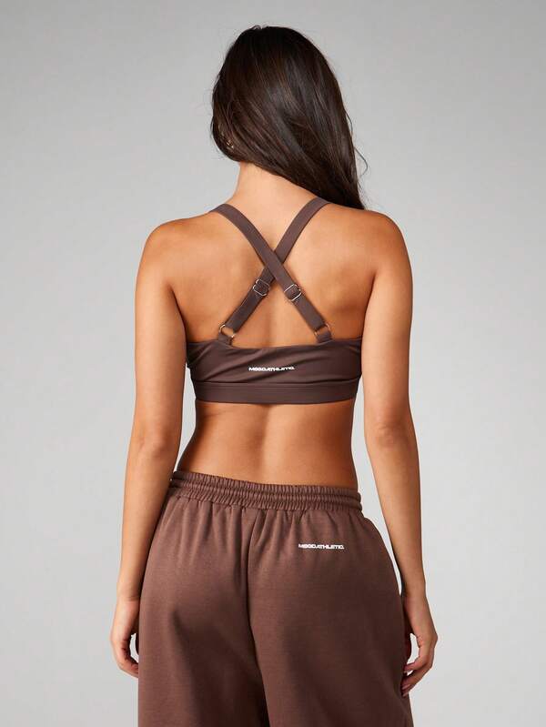 Missguided MISSGUIDED Cross Back Sports Bra With Cut Out