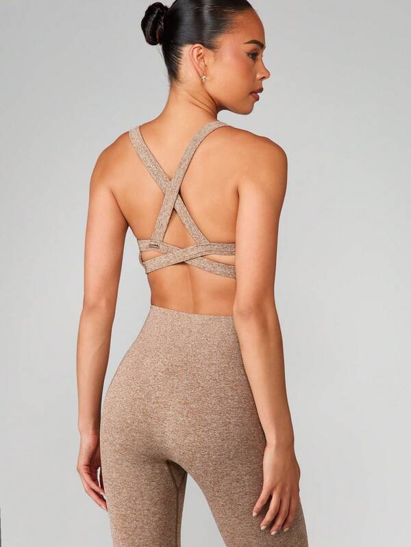 Missguided MISSGUIDED Cross Back Sports Bra With Ribbed Knit