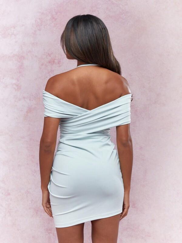 Missguided MISSGUIDED Cross Over Bardot Ruched Mini Dress