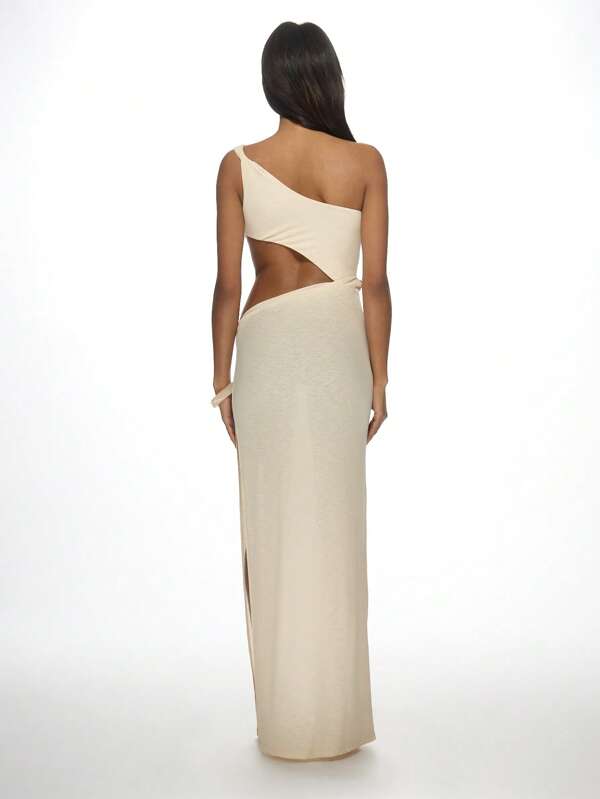 Missguided MISSGUIDED Cut Out Asymmetrical Side Opening Twisted Beaded Maxi Dress