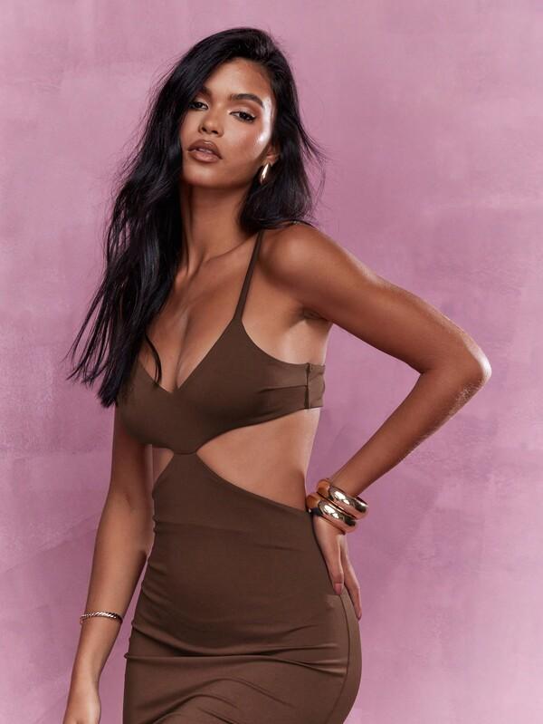 Missguided MISSGUIDED Cut Out Detail Cami Bodycon Maxi Dress Cute Sundress