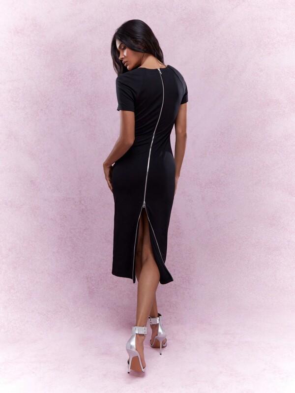 Missguided MISSGUIDED Cut Out Square Neck Simple Summer Midi Dress